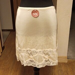 Cream Short Lace Trim Slip